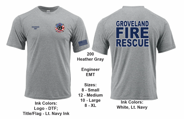 Groveland FD T-Shirt Short Sleeve Heather Grey (G200)