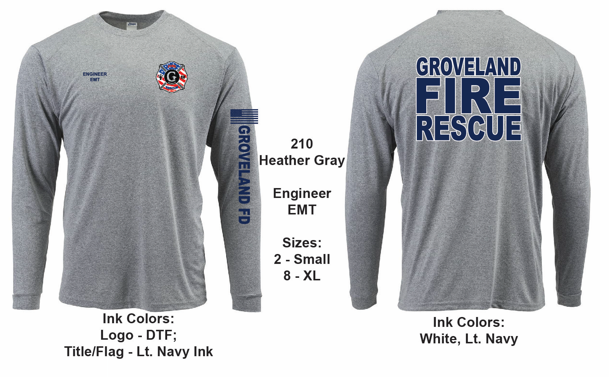 Groveland FD T-Shirt Long Sleeve Heather Grey (G210)