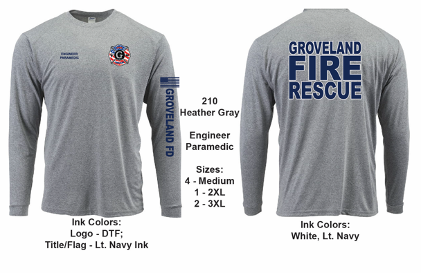 Groveland FD T-Shirt Long Sleeve Heather Grey (G210)