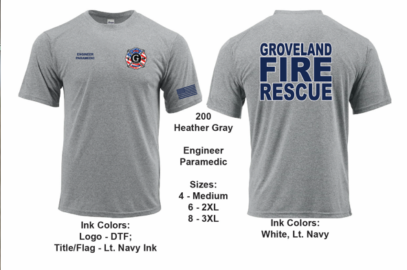 Groveland FD T-Shirt Short Sleeve Heather Grey (G200)