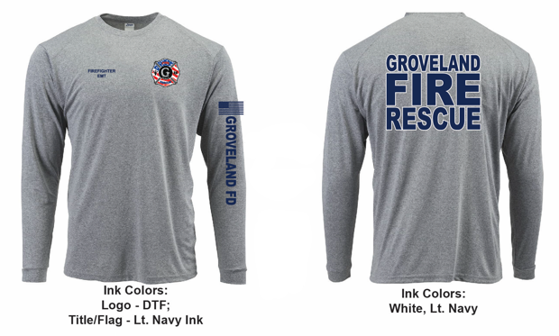Groveland FD T-Shirt Long Sleeve Heather Grey (G210)