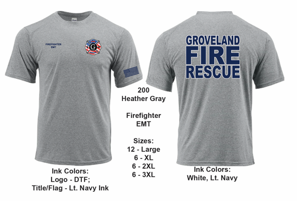 Groveland FD T-Shirt Short Sleeve Heather Grey (G200)
