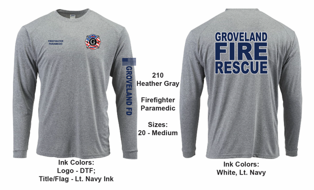 Groveland FD T-Shirt Long Sleeve Heather Grey (G210)
