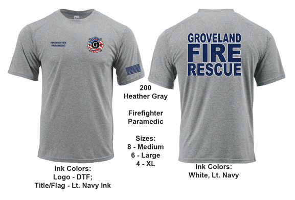 Groveland FD T-Shirt Short Sleeve Heather Grey (G200)