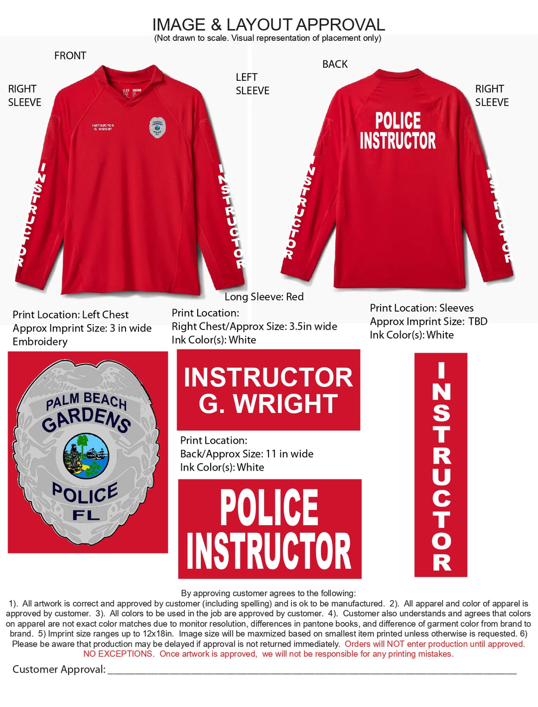 Palm Beach Gardens PD- Red Instructor Sigurd L/S Shirt