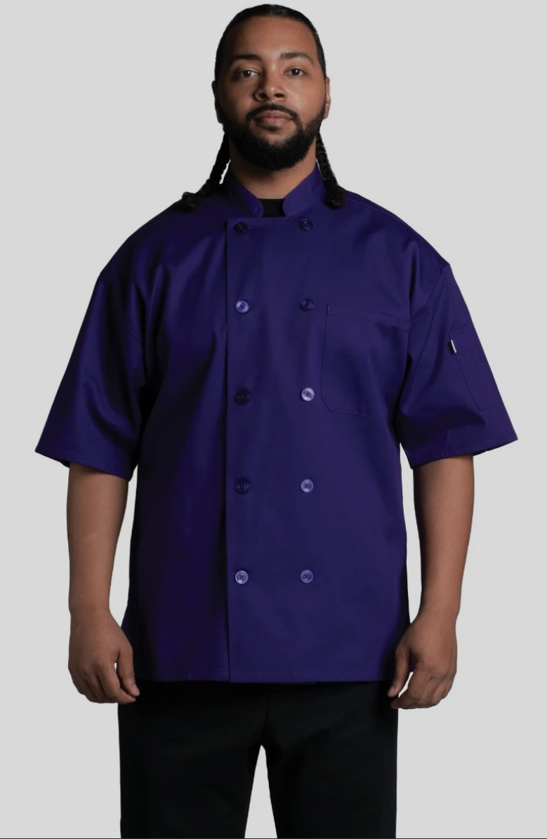 Purple chef coat deals